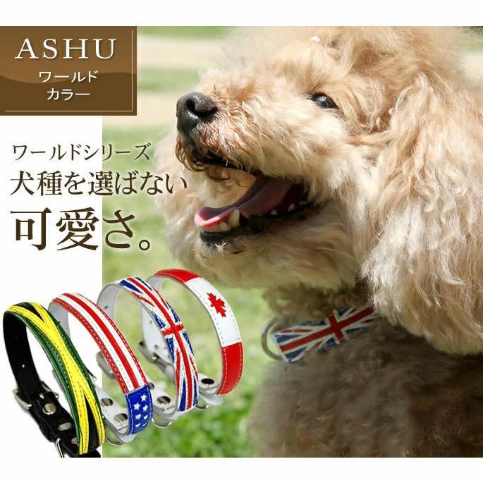ASHU 犬 首輪 革 レザー ワールドカラーMサイズ 小型犬 : 安心おやつ