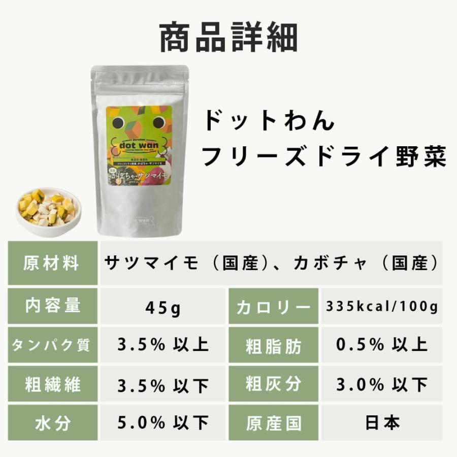 犬 手作り食 ドットわん野菜 45g 無添加フリーズドライ ドッグフード 手作り食・トッピング おやつ | ドットわん | 03
