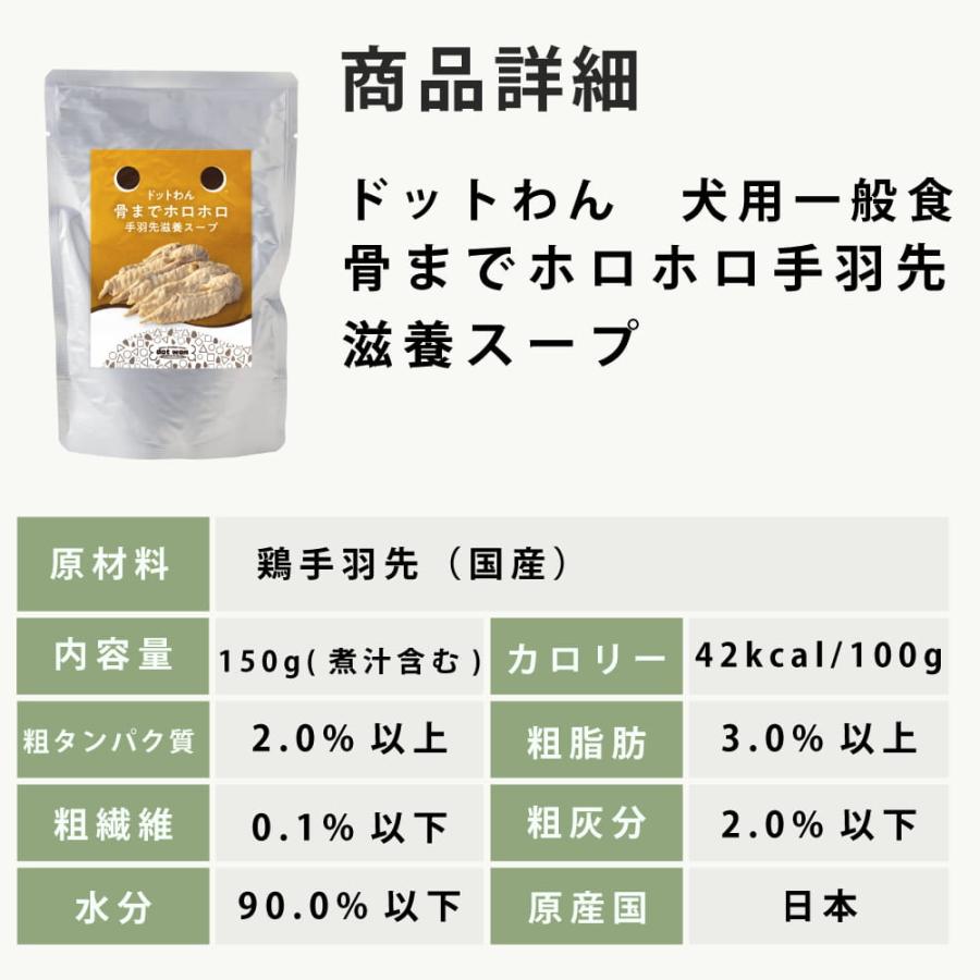 ドットわん　犬用スープ　骨までホロホロ手羽先滋養スープ　150g　10袋+1袋　常温商品　トッピングや手作り食材としても | ドットわん | 15