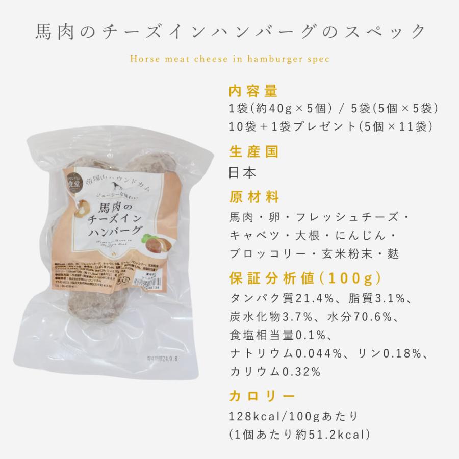 愛犬用お惣菜 馬肉のチーズインハンバーグ 5袋 約40g×5個入り×10袋＋1袋プレゼント ハウンドカム食堂｜houndcom｜08