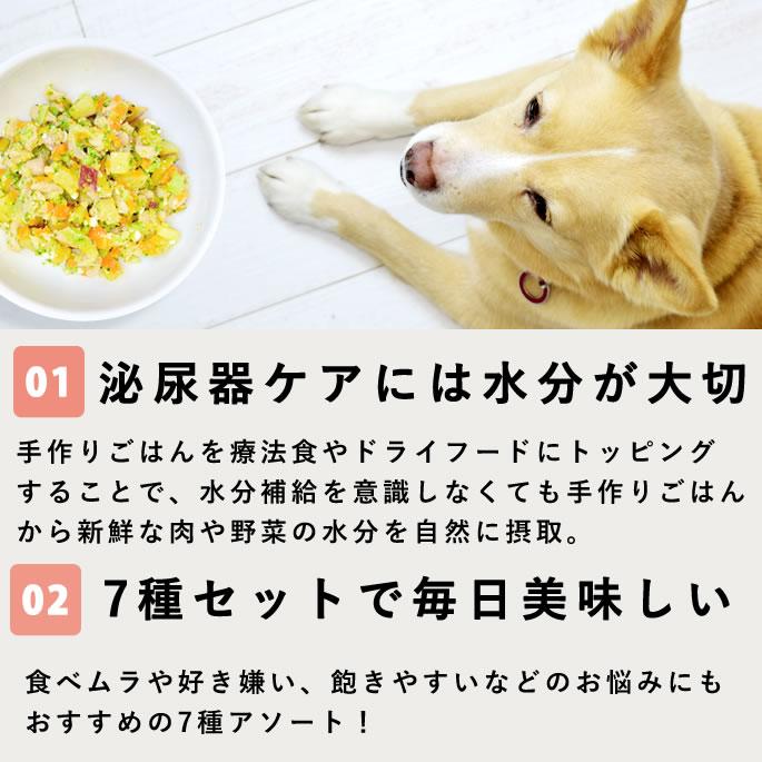尿路ケア手作りごはん7品目セット 犬 泌尿器ケア 療法食 を 食べない愛犬に 低リン 腎臓 犬 手作り ごはん ドッグフード  ハウンドカム食堂 | 帝塚山ハウンドカム | 03