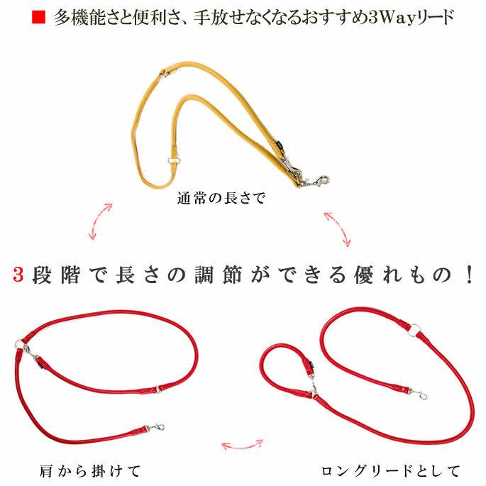犬 リード 革 レザー ASHU*ソフトレザー 3Way リード サイズ M 中型犬〜大型犬 ドッグリード | ASHU | 05