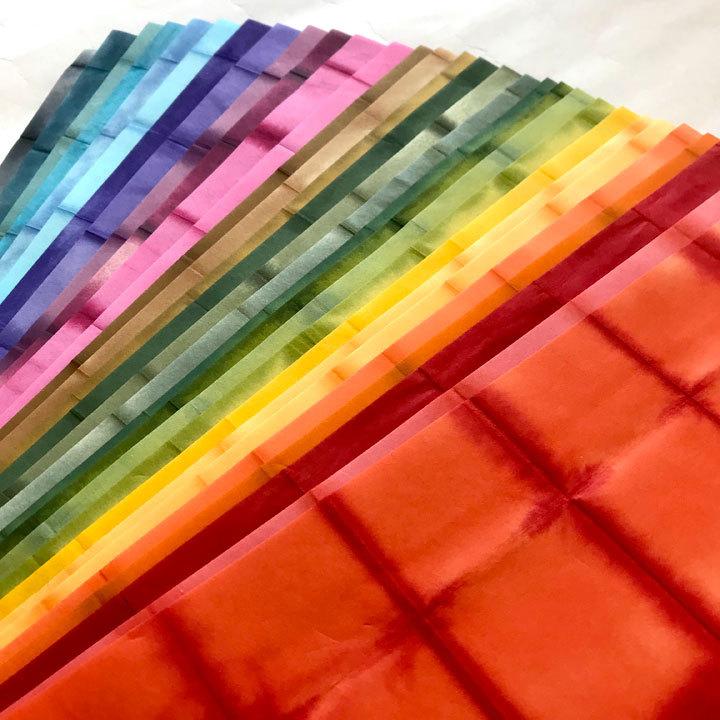 板締め染和紙セット 30色×1枚入 15センチ×15センチ 和紙セット ちぎり