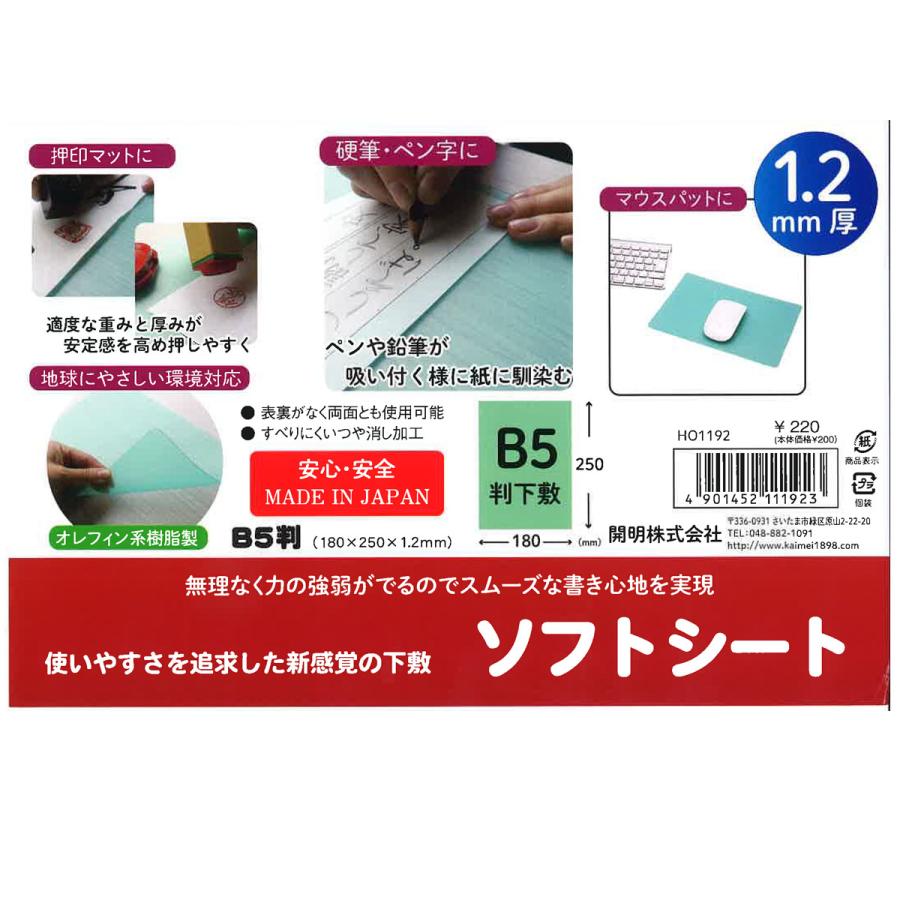 開明 硬筆用下敷き B5 硬筆用ソフト下敷き 硬筆習字用下敷き ソフト