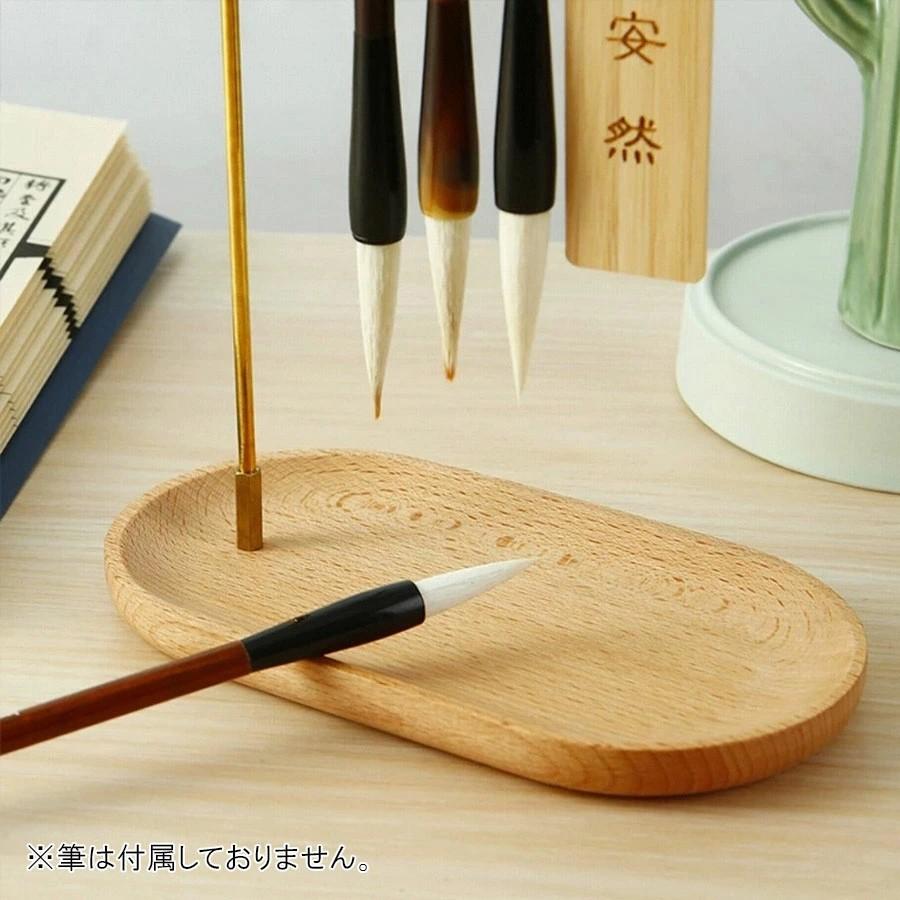 筆掛け 木皿付き 8本筆掛け 筆吊り 筆吊 書道用品 書道 : 書道用品 宝