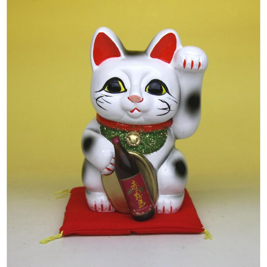 常滑焼 招き猫 4号 文字無し 左手上げ ケース付き : お菓子と和