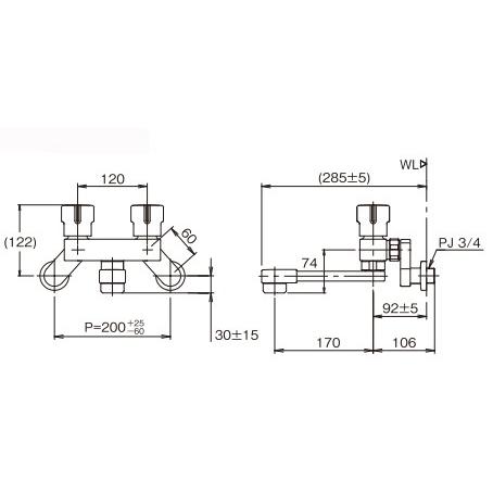 LIXIL リクシル 浴室・風呂 水栓金具 BF-WD405 2ハンドル混合水