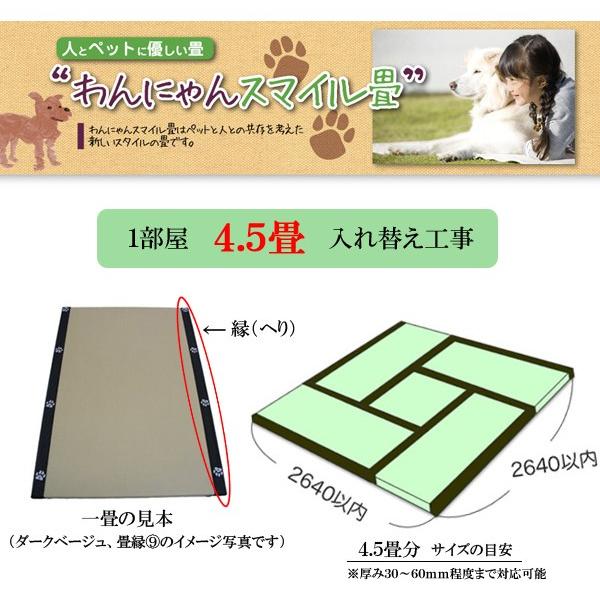 ペット用畳 わんにゃんスマイル畳 縁 ヘリ 付き 4 5畳入替工事 一畳物 4枚 半畳物 1枚 Www Wearefromdust Org