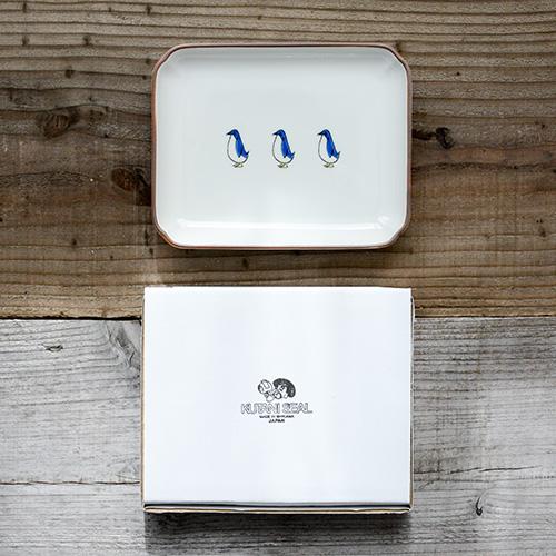 九谷焼 クタニシール 長角皿 ペンギン 動物柄 和食器 プレゼント