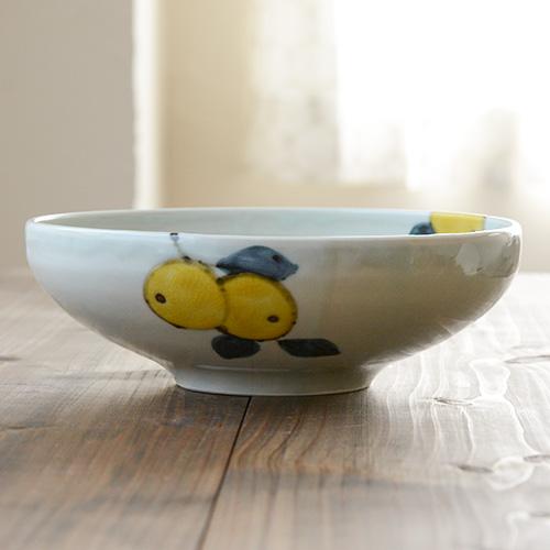 九谷焼 徳永遊心 色絵みかん 7寸鉢 九谷青窯 作家の器 和食器 陶磁器