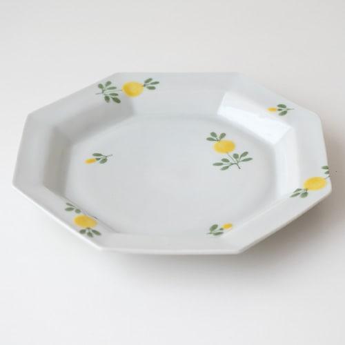九谷焼 九谷青窯 八角皿 徳永遊心 色絵花蛍 作家 大皿 取り皿 和食器