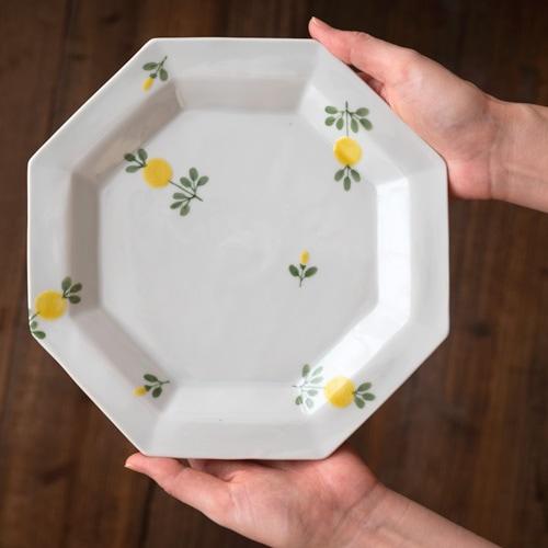 九谷焼 九谷青窯 八角皿 徳永遊心 色絵花蛍 作家 大皿 取り皿 和食器