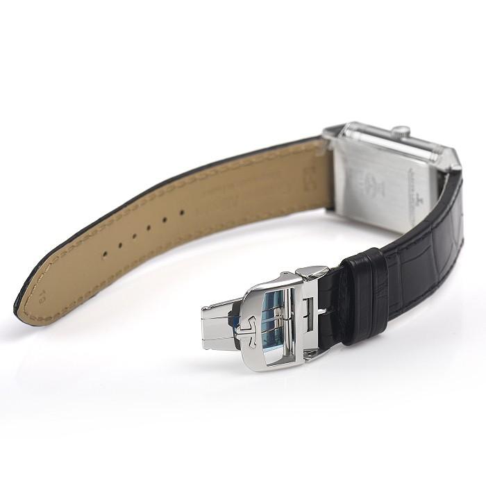 JAEGER-LECOULTRE(ジャガールクルト) 腕時計 レベルソ クラシック ミディアム デュオ Q2458420/213.8.D4 ボーイズ SS/クロコダイルベルト/反転ケース/ギヨシェ 白×シルバー ジャガー・ルクルト レベルソ・クラシック・ミディアム・デュオ