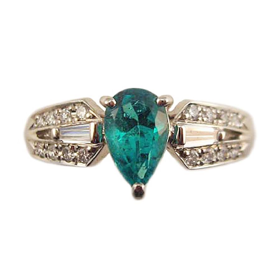 ペアシェイプ エメラルド リング プラチナ製 : Jewellery SHIBATA