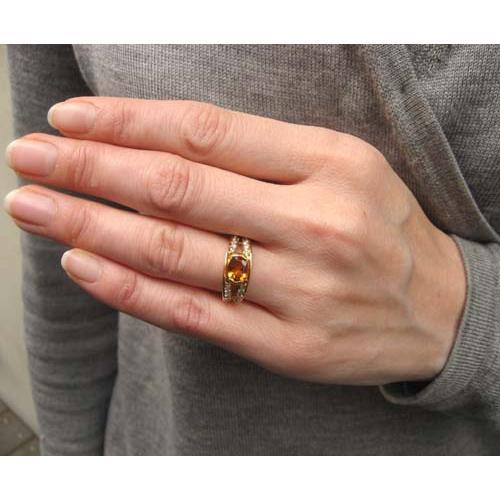 K18YG シトリントパーズ ダイヤモンド リング : Jewellery SHIBATA