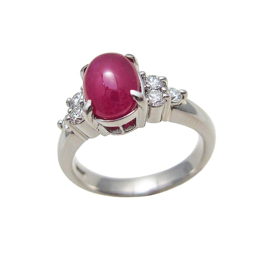 プラチナ カボッション スタールビー リング : Jewellery SHIBATA