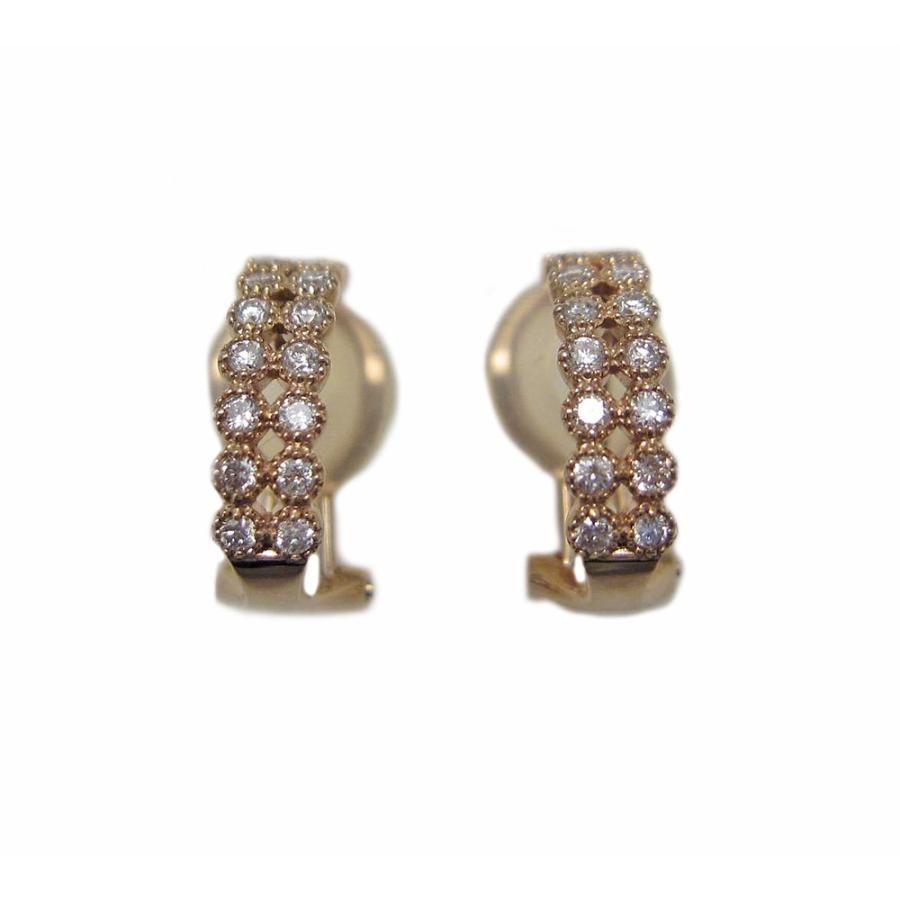 ピンクゴールド ダイヤモンド入り イヤリング ピアス