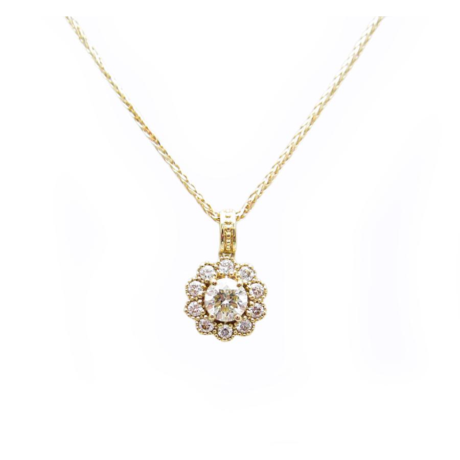 イエローゴールド ダイヤモンド ミル打ち 取り巻き ペンダント ネックレス :16104853:Jewellery SHIBATA - 通販