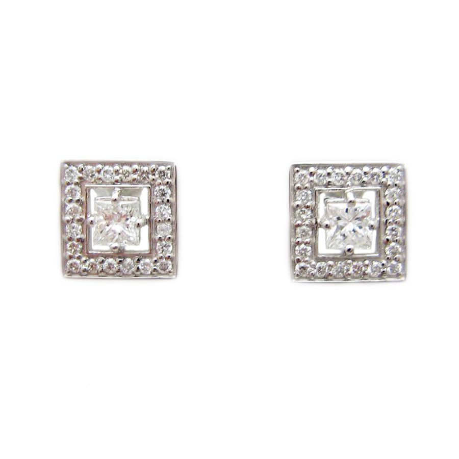プラチナ プリンセスカット ダイヤモンド デザイン ピアス : 16104867  