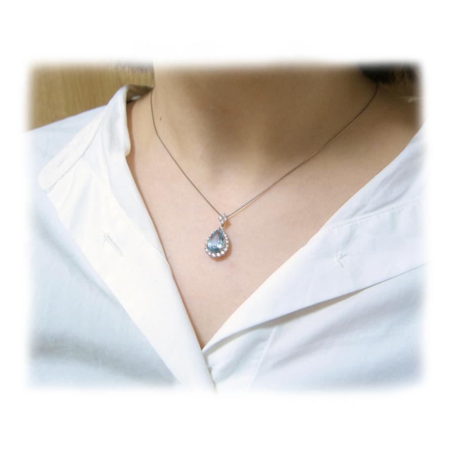 プラチナ ペアシェイプ アクアマリン ペンダント ネックレス プラチナ ペアシェイプ アクアマリン ペンダント ネックレス