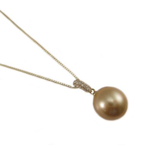 K18YG ナンヨウ ゴールデンパール ペンダント ネックレス : Jewellery