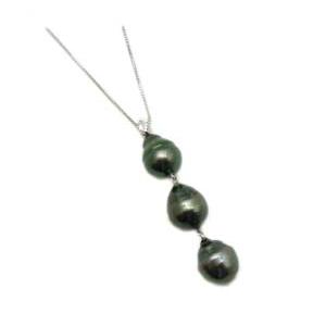 K18WG タヒチ黒蝶真珠 天然石 パール ペンダント ネックレス K18WG タヒチ 黒蝶 パール ペンダント ネックレス : Jewellery SHIBATA