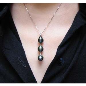 K18WG タヒチ黒蝶真珠 天然石 パール ペンダント ネックレス K18WG タヒチ 黒蝶 パール ペンダント ネックレス : Jewellery SHIBATA