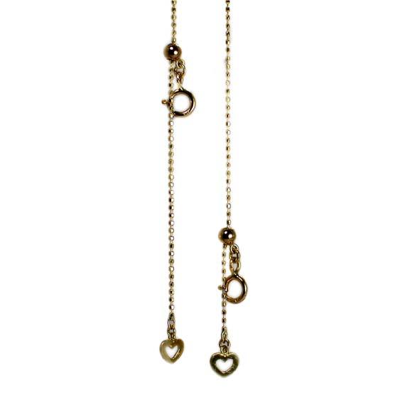 K18YG スライドアジャスター付 カットボール チェーン 45cm