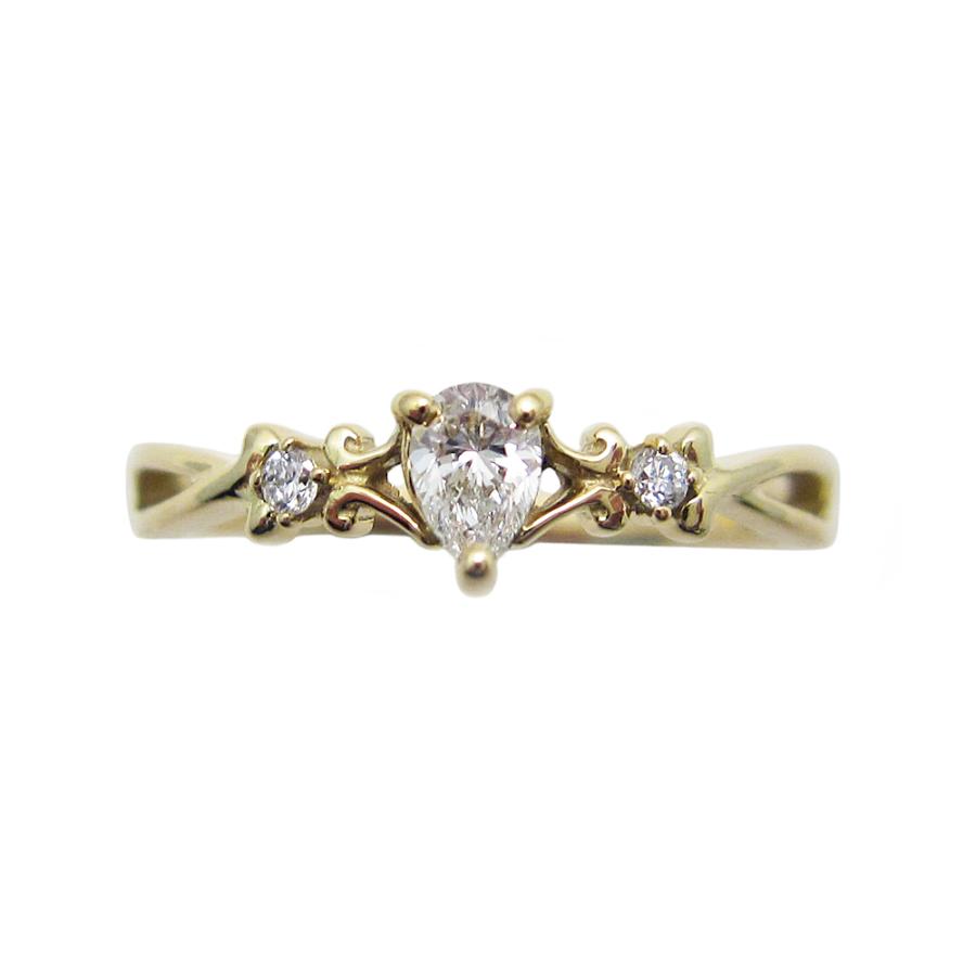 ペアシェイプ ダイヤモンド リング イエローゴールド製 : Jewellery
