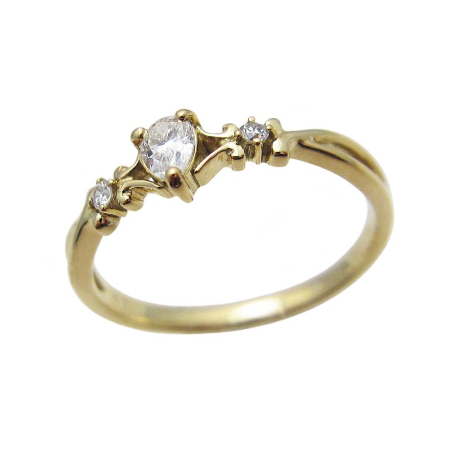 ペアシェイプ ダイヤモンド リング イエローゴールド製 : Jewellery