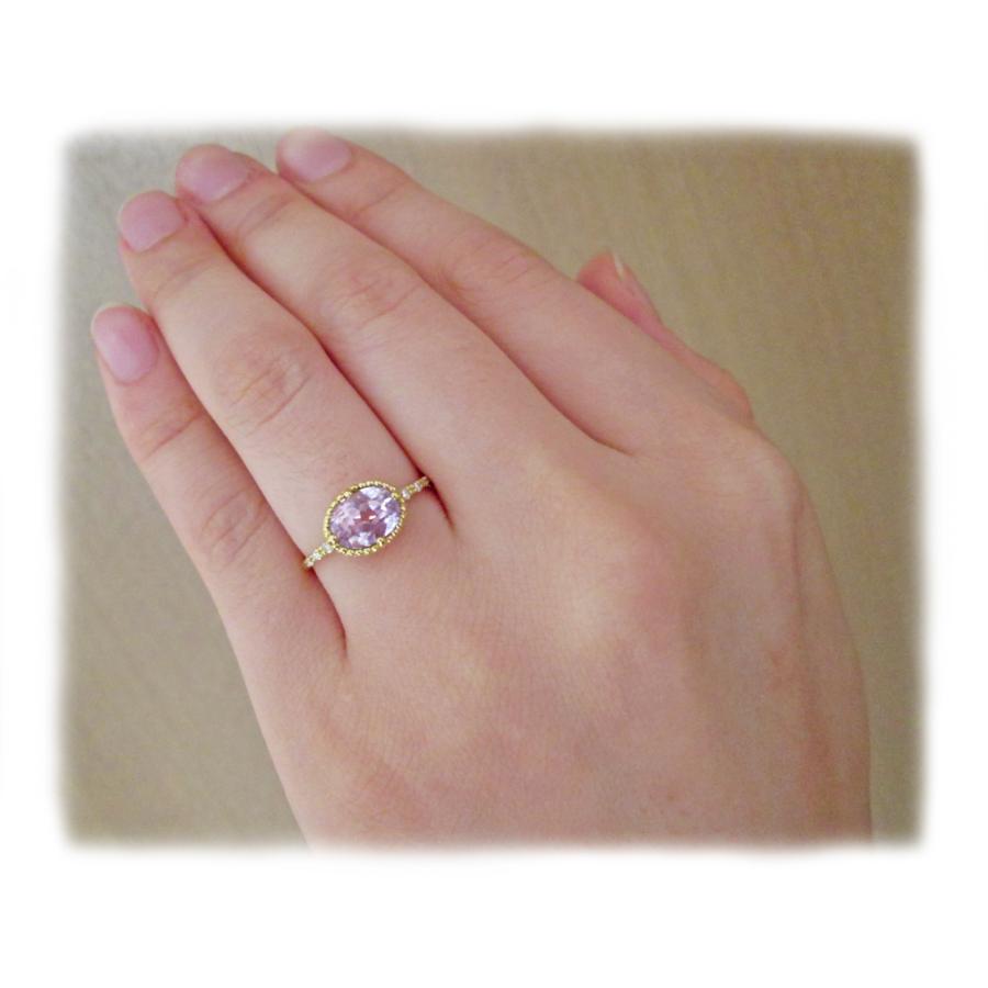イエローゴールド クンツァイト オーバル ミル打ち リング : Jewellery 