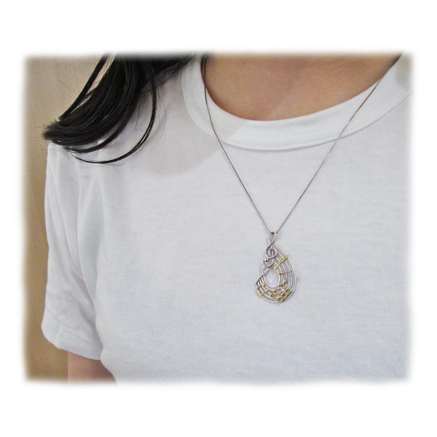 五線譜モチーフ ダイヤモンド付き ペンダントネックレス : Jewellery 