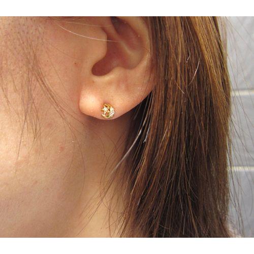 イエローゴールド 星と月モチーフ ダイヤモンド ピアス : Jewellery