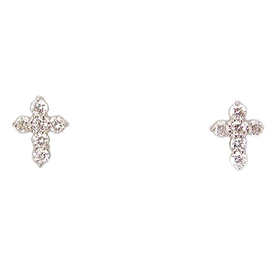 クロスモチーフ ダイヤモンド ピアス ホワイトゴールド製 : Jewellery