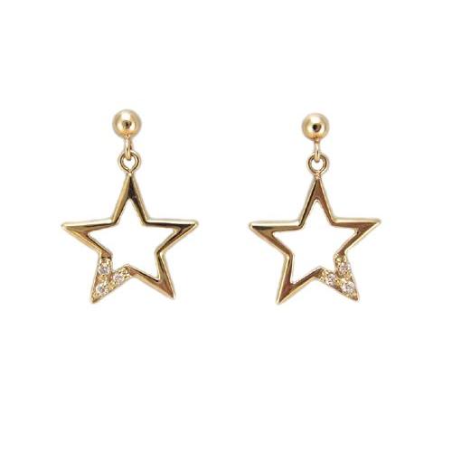 K18YG オープンスター ダイヤモンド ピアス : Jewellery SHIBATA 