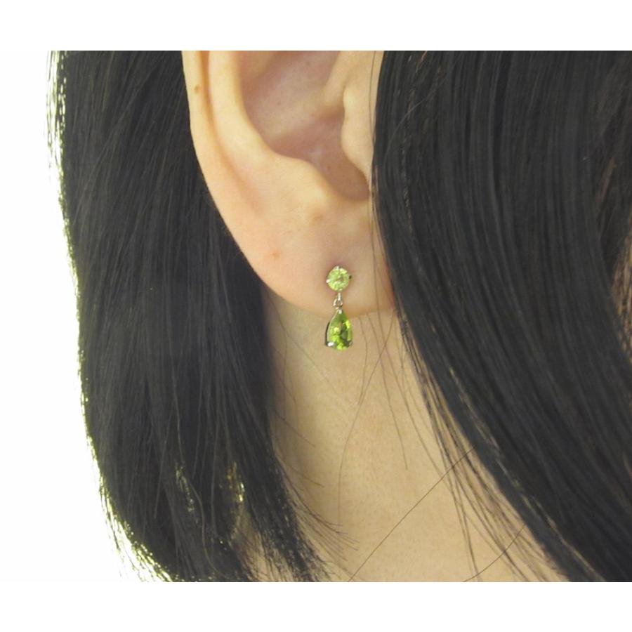 プラチナ ペリドット ペアシェイプ ドロップ ピアス : Jewellery 