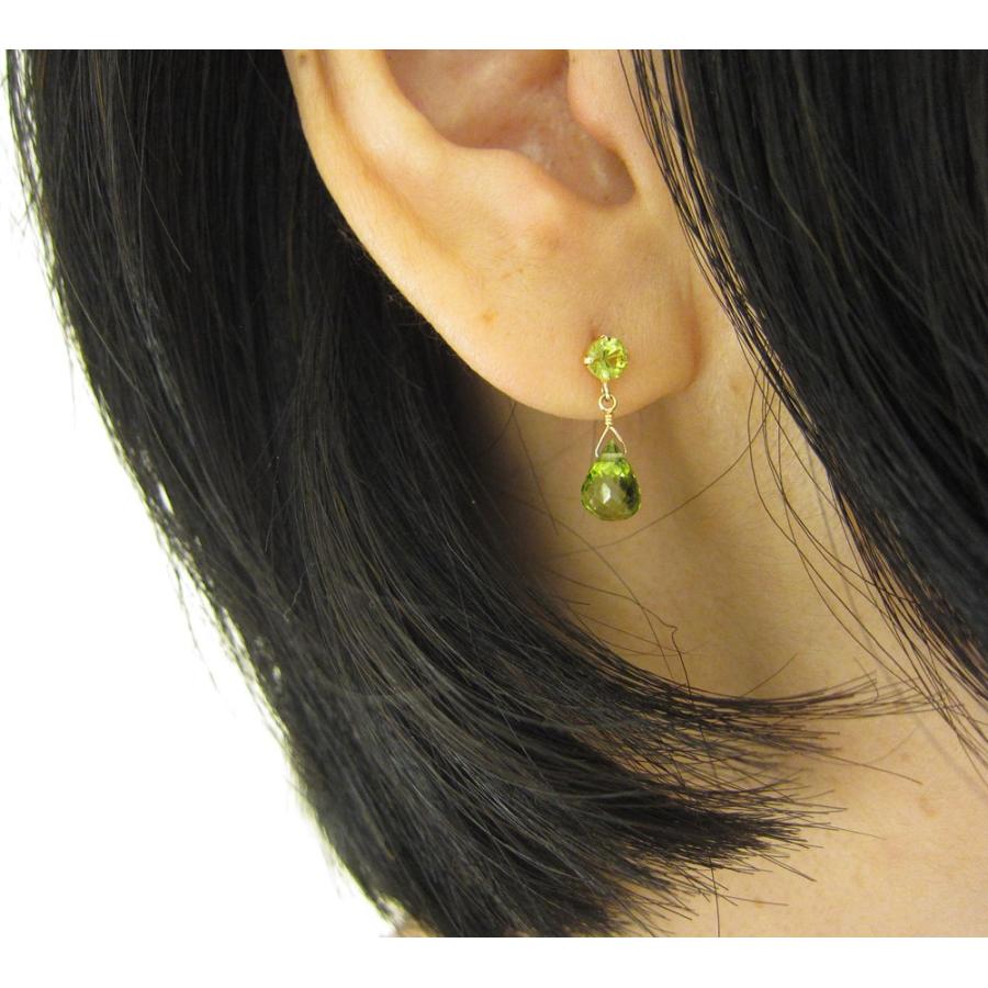 K18YG ペリドット ブリオレットカット ピアス : Jewellery SHIBATA