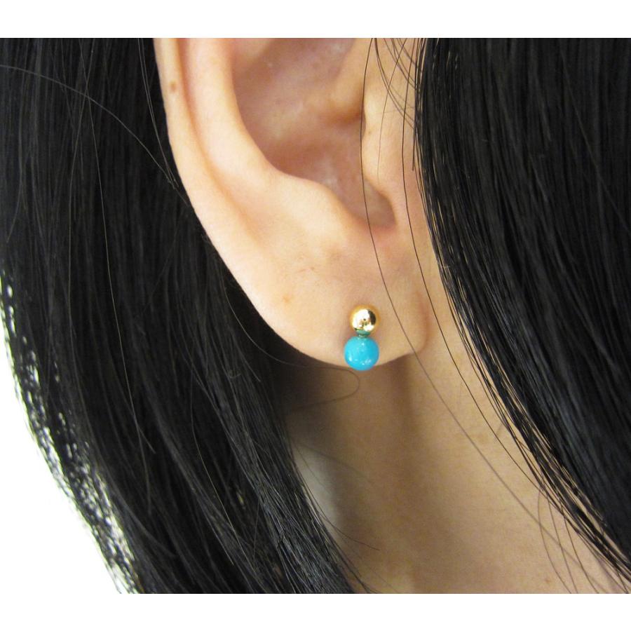 K18YG キュートなボールとターコイズ ピアス : Jewellery SHIBATA 