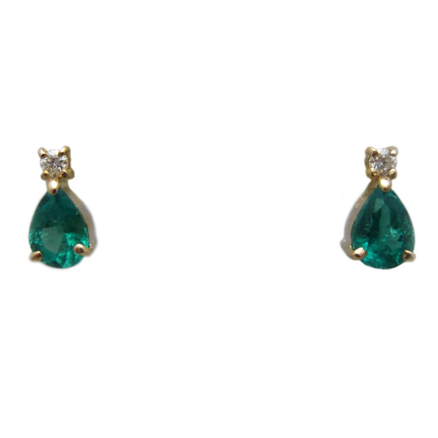 イエローゴールド ペアシェイプ エメラルド ピアス : Jewellery 