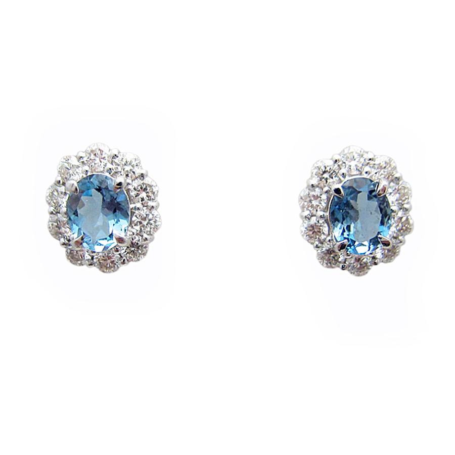 アクアマリン オーバルカット ピアス プラチナ製 : Jewellery SHIBATA 