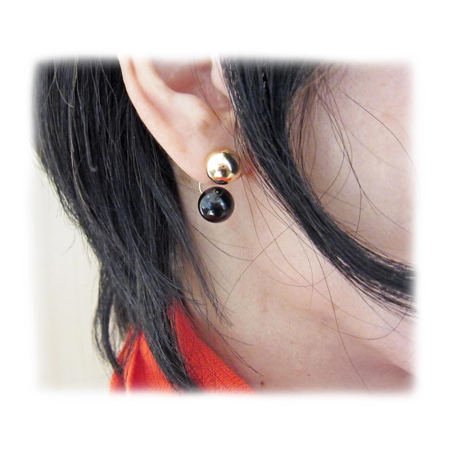 イエローゴールド オニキス 丸玉 チャーム ピアス : Jewellery SHIBATA 