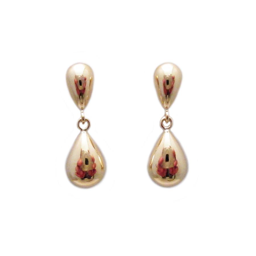 イエローゴールド プックリ ドロップ チャーム ピアス : Jewellery