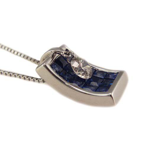 レーザーホール ダイヤモンドが揺れる サファイア ペンダント レーザーホール ペンダント