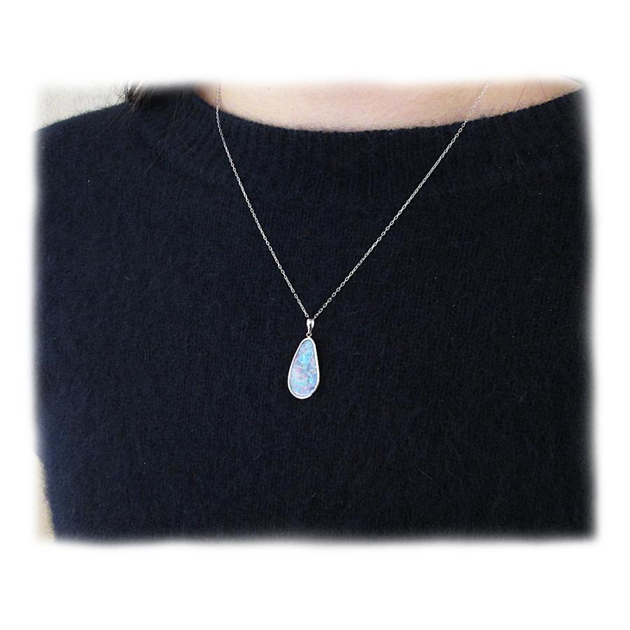 プラチナ ボルダー オパール ペンダント ネックレス : Jewellery 