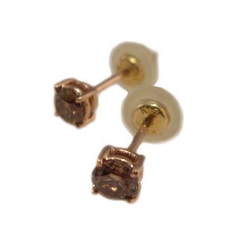 K18 天然ダイヤモンドピアス 計0.6ct ほんのりブラウン系 K18 天然ダイヤモンドピアス 計0.6ct ほんのりブラウン系 K18