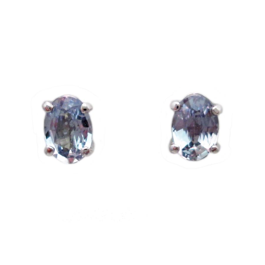 プラチナ アレキサンドライト シンプル オーバル ピアス : Jewellery