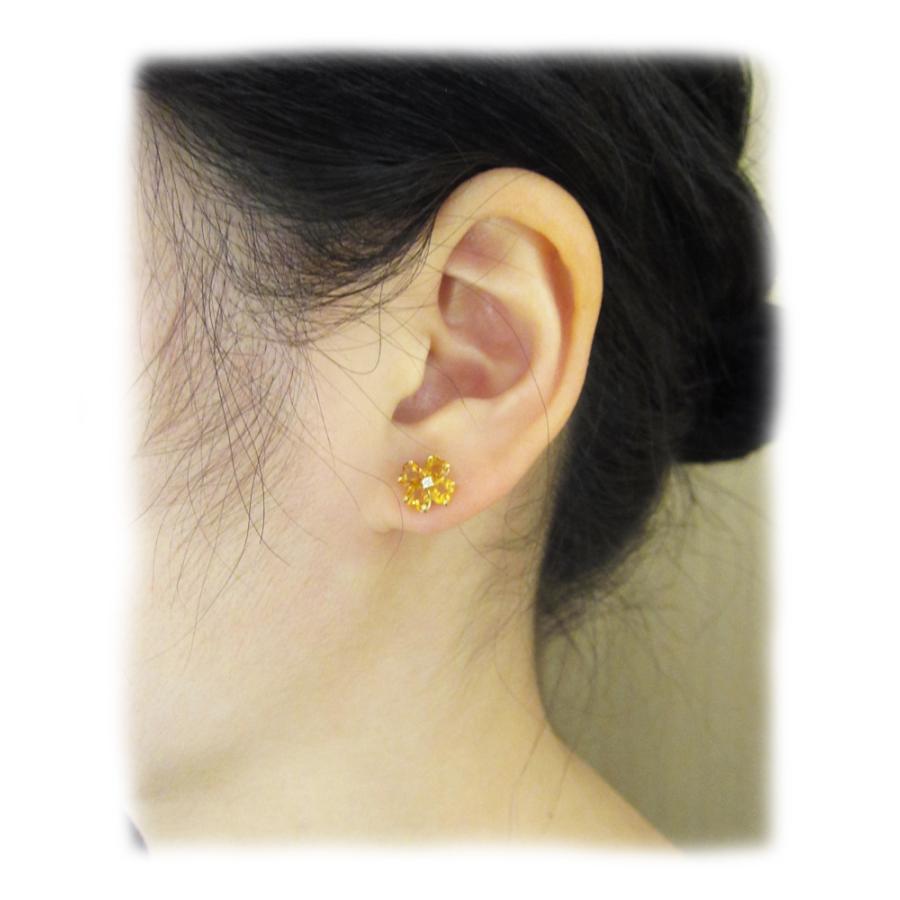 ハートシェイプ シトリン 四葉のクローバー ピアス : Jewellery 
