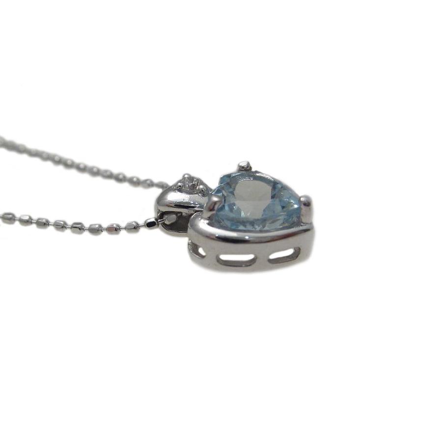 アクアマリン ハート K18WG ネックレス K18WG ハート アクアマリン ペンダント ネックレス : Jewellery