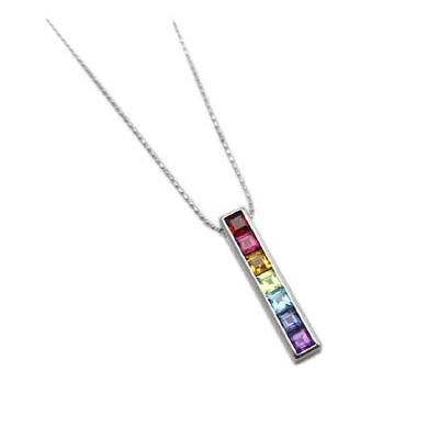 K18WG マルチ レインボー ペンダント ネックレス : Jewellery SHIBATA 