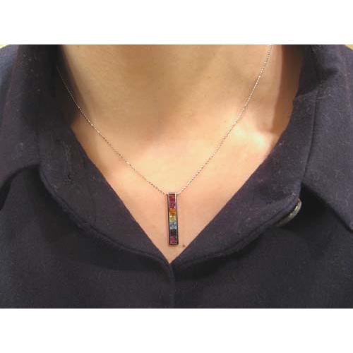 K18WG マルチ レインボー ペンダント ネックレス : Jewellery SHIBATA 